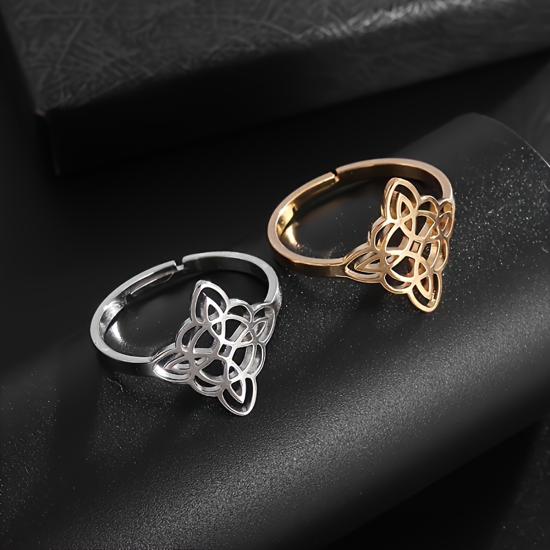 Stainless Steel Witch Knot Adjustable Ring for Halloween